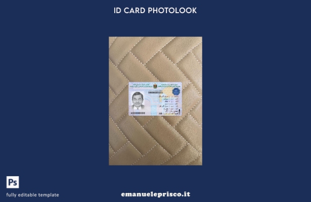 modello frontale photolook presente con documento d'identità iracheno in stile v